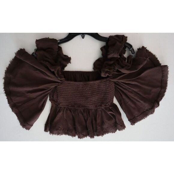 Free People OB1892831 Women Sz XS Coconut Shell Brown Make Waves Reversible Top - Picture 7 of 9